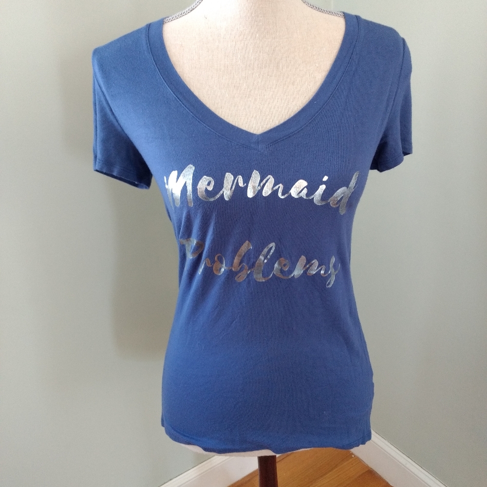 Mermaid Lover?  Fitted Blue T-Shirt Small